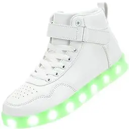 Produktbild: APTESOL Unisex LED Leucht Schuhe High-Top Licht Blinkt Sneaker USB Aufladen Shoes für Damen Herren (Weiß,42)