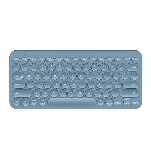 Produktbild: Aptiq kabellose kompakte Bluetooth-Tastatur blau - QWERTY - komfortabel ergonomisch - verbindet mehrere Geräte - wiederaufladbar