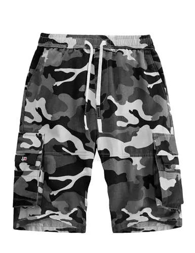 Produktbild: APTRO Herren Kurze Hosen Cargo Shorts Outdoor Sommer Shorts Freizeit Baumwolle Arbeitsshorts 109 Camouflage Grau L