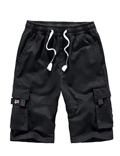 Produktbild: APTRO Herren Kurze Hosen Cargo Shorts Outdoor Sommer Shorts Freizeit Baumwolle Arbeitsshorts Schwarz XXL