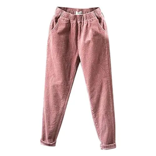 Produktbild: AQ899 Langer Mantel Für Damen Damen Cordhose mit Elastischem Bund Und Geradem Bein Und Taschen Basketball Hose Damen