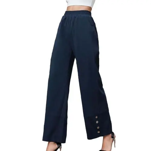Produktbild: AQ899 Langer Wasserdichter Mantel Lässige, Einfarbige, Lockere, Hoch Taillierte Damenhose mit Kordelzug Und Weitem Bein. Hose mit Geradem Bein Hose Damen Langgröße