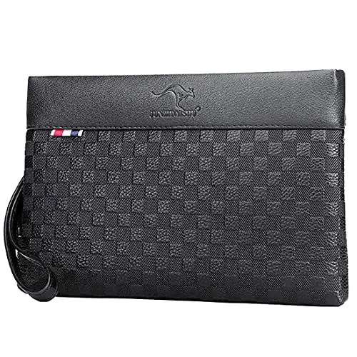 Produktbild: A-QMZL Handgelenktasche für Herren Handgelenk Handtasche Handgelenktasche PU Leder Großraum-Clutch mit Kartenfach Brieftasche Business Freizeit Bürohandtasche Geldbörsentasche für Männer