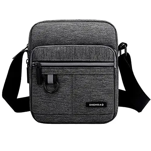 Produktbild: A-QMZL Umhängetasche Brusttasche Herren Crossbody Schultertasche Handytasche Messenger Bag Herrentasche Shulder Bag Kleine Schultertasche aus Segeltuch (grau)