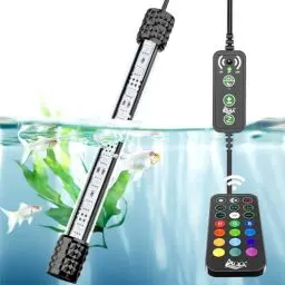 Produktbild: AQQA Aquarium Beleuchtung, RGB+W Aquarium LED Beleuchtung mit Timer, 5 Helligkeitsstufen & 3 Modi Einstellbar, 13 Farben, IP68 Völlig Wasserdicht Aquarium Licht für Süßwasser Aquarien (5W, 30CM)