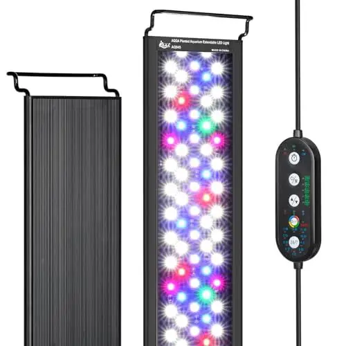 Produktbild: AQQA Aquarium LED Beleuchtung, 24/7 Vollspektrum Aquarium Licht mit Timer, DIY Modus 10 Helligkeitsstufen Einstellbar & 10 Farben & Ausziehbare Halterung für 30-45cm Süßwasser Aquarien (14W)