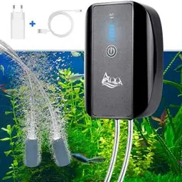 Produktbild: AQQA Aquarium Luftpumpe,Leise Sauerstoffpumpe für Aquarium, Batterie Aquariums pumpe,Multifunktionale Sauerstoffpump für Angeln im Freien/Aquariums/Stromausfall (1.7W)