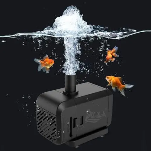 Produktbild: AQQA Aquarium Wasserpumpe, 3500L/H Ultra-leise Aquarium Tauchpumpe, 3.3m Hoher Lift Aquarium Pumpe mit Seite/Unten Absaugung für Teich, Brunnen, Garten, Pool, Hydroponik