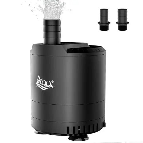 Produktbild: AQQA Aquarium Wasserpumpe, 6W Ultra Leise Aquarium Tauchpumpe,600L/H Aquarium Pumpe mit Verstellbarem Schalter und 2 Düsen für Teiche, Aquarium, Brunnen Wasserpumpe,Garten