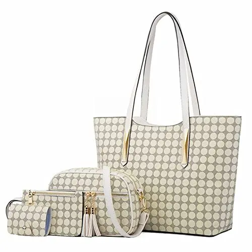 Produktbild: AQQWWER Umhängetaschen für Damen Pu-leder karierte handtaschen for frauen armband brieftasche luxus geldbörse tote crossbody set top griff satchel umhängetasche große kapazität
