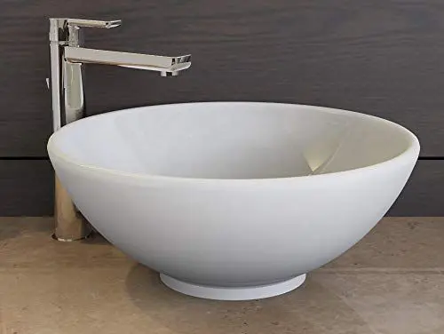 Produktbild: Aqua Bagno | Rundes Waschbecken, Design Aufsatzwaschbecken, Waschschale, Keramikwaschbecken, Handwaschbecken | 40 cm