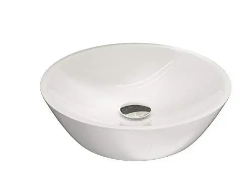 Produktbild: Aqua Bagno | Rundes Waschbecken, weißes Keramikwaschbecken, Aufsatzwaschbecken, Waschschale ohne Überlauf | 45 cm