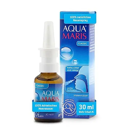 Produktbild: Aqua Maris Classic 30 ml, 100% natürlich, Meerwasser Nasenspray für trockene und gereizte Nase I Meersalz Nasendusche für den täglichen Gebrauch I Erwachsene und Kinder