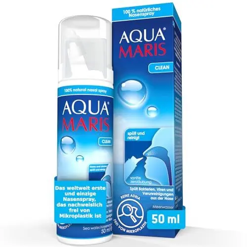 Produktbild: Aqua Maris Clean Nasenspray 50 ml, Alternative Nasenspülung zur Reinigung und Pflege der Nasenschleimhaut I 100% natürlich I Adriatisches Meerwasser I Erwachsene und Kinder