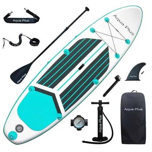 Produktbild: Aqua Plus 15cm Dickes,aufblasbares SUP für alle Fähigkeitsstufen,Stand Up Paddelbrett,Paddel,Pumpe,ISUP Reiserucksack,Jugendliche,Aufblasbare Boards für Stand Up Paddling