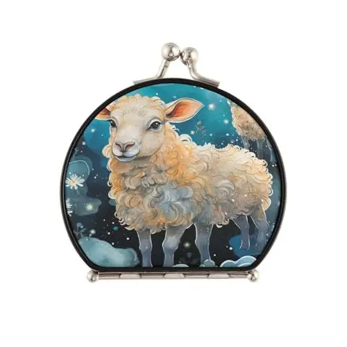 Produktbild: Aquarellmalerei Elegante Schafe Makeup Kleiner Spiegel für Handtaschen,Faltbar Kompaktspiegel Tragbarer Klappspiegel Taschenspiegel für Reisen