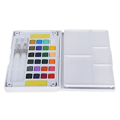 Produktbild: Aquarell-Pigment-Set, Kunststoff, hohe Sättigung, reine Farbe, tragbare Aquarellfarbe für Design-Färbung für Graffiti(24-farbige Kunststoffbox (normale Farbe))