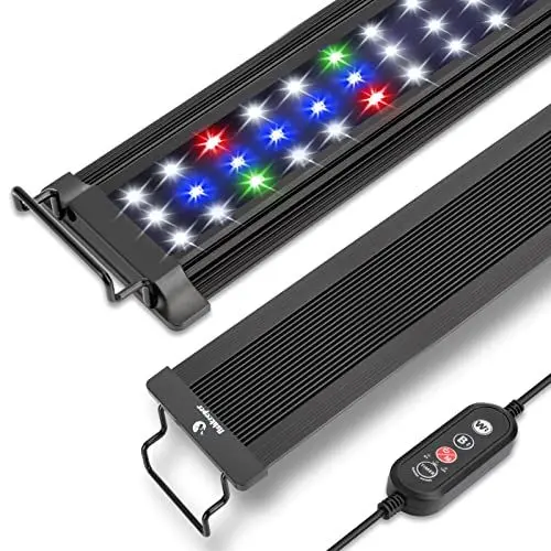 Produktbild: Aquarium Beleuchtung, Aquarium LED Vollspektrum Beleuchtung, 10 Stufen der einstellbaren Helligkeit,12W 24/7Allwetter-Beleuchtungsmodus, mit einziehbarem Ständer für Aquarien Größen 30-45cm