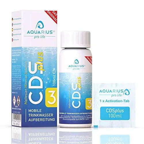Produktbild: AQUARIUS pro life ® - CDSplus 100 ml - patentierte Chlordioxid Lösung I CDL Tropfen I Chlorine Dioxide Solution I auf Wunsch aktivierbar I Der ideale Begleiter für Urlaub oder Ausflug I Das Original