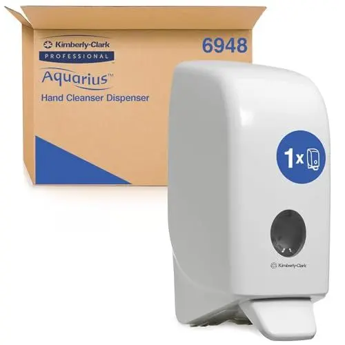 Produktbild: Aquarius™ manueller Spender 6948, weißer wandmontierter Seifenspender, hohe Kapazität mit Nachfüllmenge 1 Liter und berührungslose, Einzelblatt-Ausgabe