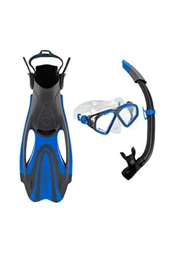 Produktbild: Aquasphere Hawkeye Set bestehend aus Maske, Schnorchel und Flosse, Blau/Dunkelgrau, M