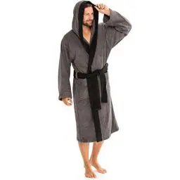 Produktbild: aqua-textil XS-XXXL Bademantel Kapuze zweifarbig lang aufgesetzte Taschen Damen Herren Unisex Frottee Baumwolle OEKO-TEX Sylt