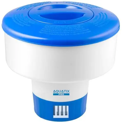Produktbild: Aquatix Pro Dosierschwimmer Pool, Groß 7 Zoll Chlor Schwimmer für Pool, Pool-Chlordosierer für 1 bis 3 Zoll große Bromtabletten, Großer zusammenklappbarer schwimmender Spender für Spas, Whirlpools