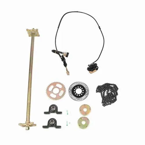 Produktbild: AqxReight Go Kart Heck Live Axe 19pcs 850 Mm/33,4in Go Kart Heck -Live -Achsen -Kit mit Bremsbaugruppe SP -Scheibe und Kette für 50 70 90 ATV Quads Stammt von Metall -gestalteten