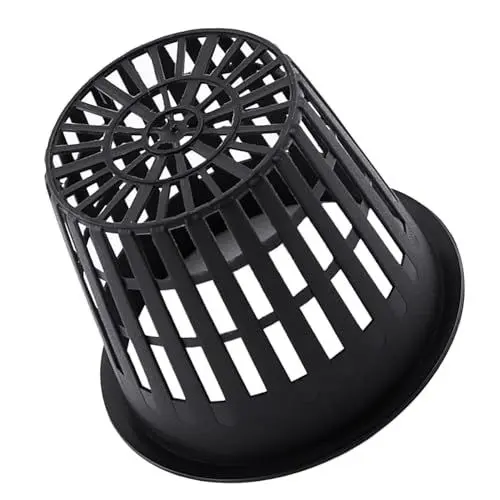 Produktbild: aqxreight 10 Stück Heavy Duty Mesh Pot Net Cup Korb Hydroponic Plant Grow Clone Black Aeroponics Growing System Aquarium Plant Pots (Black)