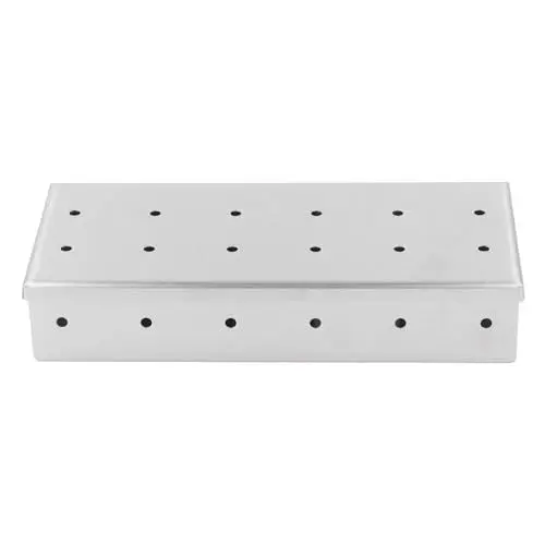 Produktbild: aqxreight Holzspäne-Räucherbox aus Edelstahl mit Belüftetem Deckel für BBQ-Grill – Verbessert den Geschmack und Sorgt für Authentischen Rauchgeschmack – Langlebige Konstruktion