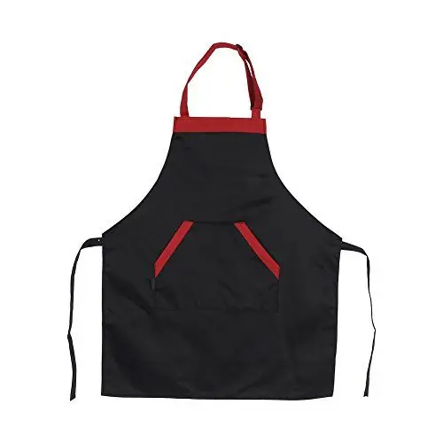 Produktbild: aqxreight Verstellbares Unisex-Schürzenkleid aus Polyester mit 2 Taschen, Küchenschürzen, Multifunktional, ölbeständig, Schwarz und Rot, Küche, Garten, Basteltisch (Schwarzer Rock mit