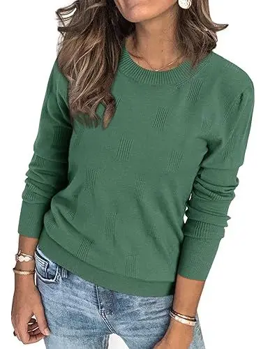 Produktbild: Arach&Cloz Pullover Damen Frühling Herbst Winter Strickpullover Elegant Rundhals Pulli Langarm Tops Sweatshirt (Gray Green,L)