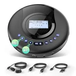 Produktbild: Arafuna Tragbarer CD-Player mit DAB+/UKW- Radio, CD Player Bluetooth mit Hörbuchfunktion, Discman CD Player für Auto, Antishock, integrierter Akku 2000mAH
