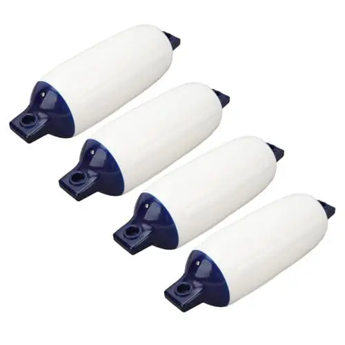 Produktbild: Bootsfender, 4 Stück Bootsfender 10 X 30 Zoll Fenderstoßstange mit 2 M Schwarzem Seil für Yachten, Fischerboote, Pneumatische Boote, Schlauchbootfender