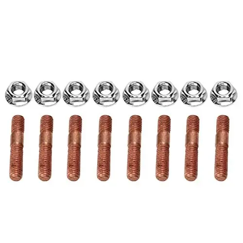 Produktbild: Aramox Abgaskrümmer-Set, Stehbolzen für Turbolader mit Muttern, 8 Stück M8 1,25 Gewinde-Turbobolzen-Kit 8 Mm Metalllegierung, Hochdruckfest, Abgaskrümmer-Bolzenmuttern