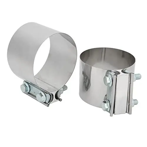 Produktbild: Aramox Auspuffschelle, 2 Stumpfgelenk-Auspuffhülsenschellen, Edelstahl-Schalldämpferband-Clips mit Schrauben für 4-Zoll-Rohr