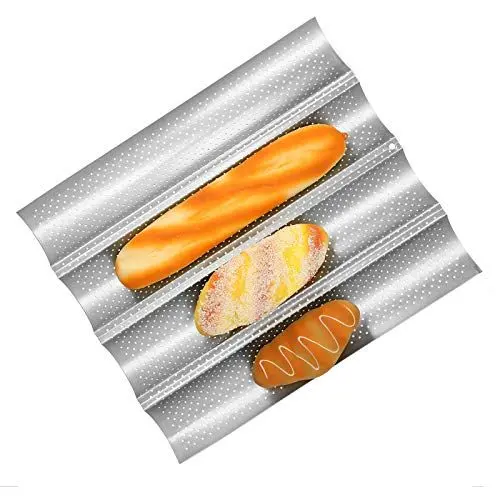 Produktbild: Aramox Baguetteform, Antihaftbeschichtet, mit Mehreren Rillen, Wellen, Französische Brotform, Baguette-Backform, Kochblechform, Küchenwerkzeug (Vier Steckplätze)