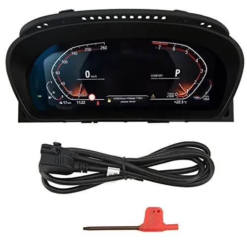 Produktbild: Aramox Digital Gauge, LCD Digital Instrument Cluster Dash Gauge Display Speed ​​Temp Pressure für 5er E60 E61 CIC CCC System 2003-2009