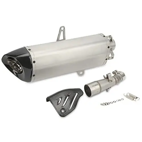 Produktbild: Aramox Motorrad-Auspuffanlage Modifiziertes Auspuffrohr, Kohlefaser-Hitzeschild-Auspuffrohr für Italjet Dragster 125 200 Titanfarbe Heckabschnitt Übergewicht (Endrohr in Titanfarbe)