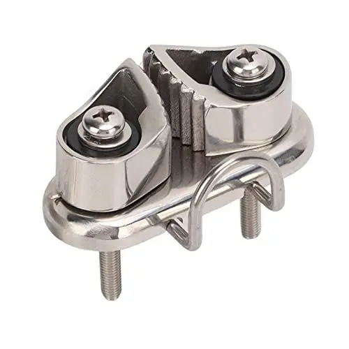 Produktbild: Aramox Nockenklemme für Boote, Nockenklemme für Boote mit Drahtführungsring, Pilates-Ausrüstung für Segelboote, Seilklemme Edelstahl 316, Hochglanzpoliert, für 10 Mm Seil