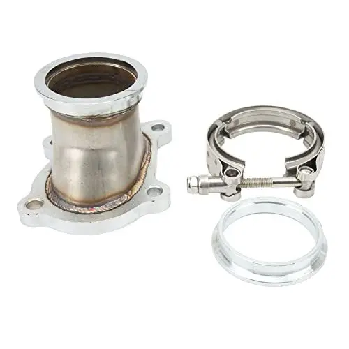 Produktbild: Aramox Turbo-Downpipe-Flansch-Set, 2,5-Zoll-Auslass-Turbolader-Flansch mit V-Band-Klemme, 4 Schrauben, Edelstahl, Starke Abdichtung, Passend für CT26