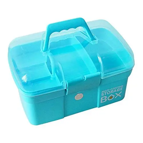 Produktbild: Aranticy Medizinbox Plastik Medizinkoffer 2 Schichten weiß Erste Hilfe Koffer Hausapotheke Medikamenteorganizer Aufbewahrungsbox mit Griff First Aid Box Case für Küche Schlafzimmer-27.5x17x16cm