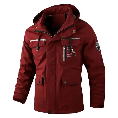 Produktbild: Arbeitsjacke Angeljacke Wasserdicht Softshelljacke für Herren Jacke Herren 4Xl Outdoor Winterjacke Herren Outdoorjacke Herren Wasserdicht Atmungsaktiv Trekking Outdoorjacke Rot M