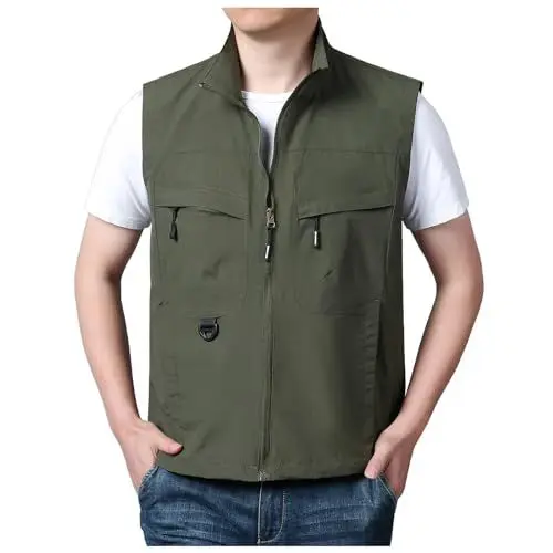 Produktbild: Arbeitsweste Herren Sommer, Sommerweste Herren Leicht Utility Wanderweste Weste Sommer Mit Vielen Taschen Arbeitsweste Anglerweste Arbeit Ärmellose Jacke Freizeit Outdoor Jagdweste Multifunktionsweste