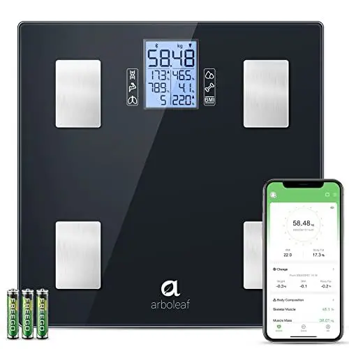 Produktbild: arboleaf Körperfettwaage mit App, Digital Personenwaagen, Körperanalysewaage für Körperfett