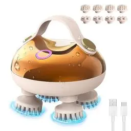 Produktbild: arboleaf Kopfmassage elektrisch, Kopfhaut-Massagegerät IPX7 wasserdicht mit 8 Massageköpfen und 3 Massagemodi, handliches Kopfmassagegerät für Entspannung, Tiefenreinigung(Golden)