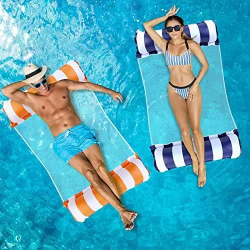 Produktbild: Arbolisse Luftmatratze Pool Zubehör Spaß, 2 Stück Luftmatratze Wasser Hängematte, 4 In 1 Aufblasbare Wasserhängematte Erwachsene und Kinder, Wasser Hängematte Luftmatratze Pool Schwimmbad Strand