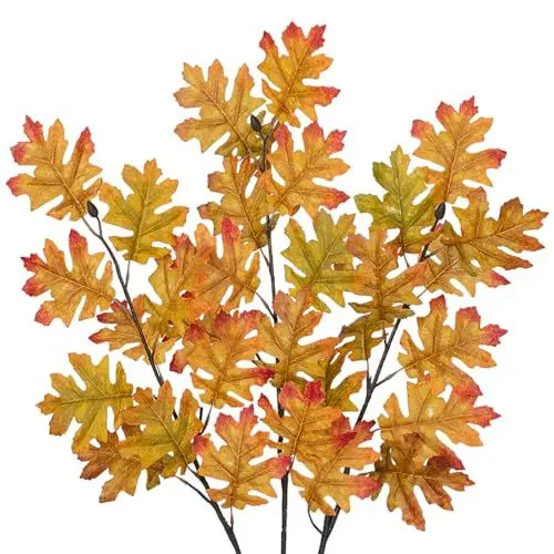 Produktbild: Arborus 3 Stück Künstliche Herbstzweige 89 cm Kunstzweige Herbst Deko Künstliche Äste mit Blätter Äste und Zweige Deko Kunstpflanzen Eichen Zweige Dekozweige für Zimmer Deko Tisch Deko Regal Deko