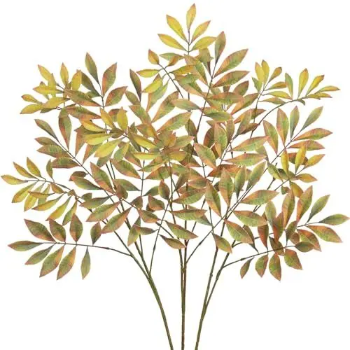 Produktbild: Arborus 3 Stück Künstliche Zweige Herbst Kunstpflanzen Künstliche Blätter 95cm Künstliche Äste Kastanie Zweige für Deko Balkon Wohnzimmer Fensterbank Zimmer Blumenarrangements