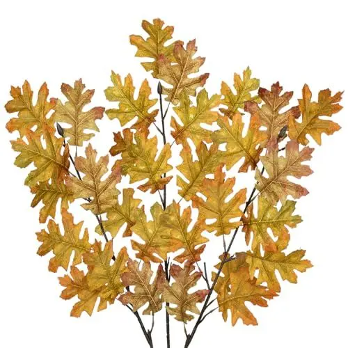 Produktbild: Arborus 3 Stück Künstliche Zweige Herbstzweige Herbst Deko 89 cm Künstliche Äste Kunstzweige mit Blätter Künstliche Eichenzweige für Vase Äste und Zweige Deko Tisch Deko Fensterbank Deko Zimmer Deko